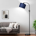 Nintiue Upgraded Modern Arc Dimmable Tall Standing Floor Lamp with Blue Shade, 1200 Lumens LED Bulb Included, for Living & Reading Room, Bedroom, Office & Nursery, Black