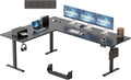 Agilestic 75 x 61 Inch L Shaped Standing Desk with Powerstrip, Black | Outlets, Cable Management, Corner Desk, Ample Workspace, Memory Presets, Hooks, Stable Steel Frame,176 lbs, Splice Board