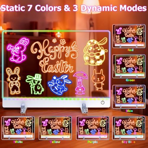 16.8-Inch Led Drawing Board for Kids: Rechargeable Lumiboard LED Drawing Tablet with 7 Colors&3 Dynamic Modes Dry Erase Boards Light Up Drawing Board Toys Birthday Gifts for Grandkids Girls Teens