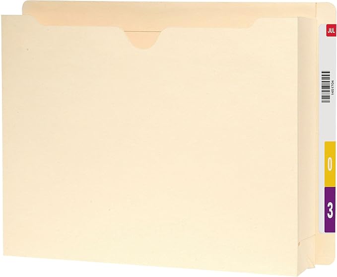 Smead End Tab Expanding File Jacket, Reinforced Straight-Cut Tab, 2" Expansion, Letter Size, Manila, Paper, 25 per Box (76910)