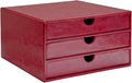 UnionBasic Document Organizer, 3-Drawer File Cabinet Document Storage Box, Office Desktop Filing Organizer, Burgundy | Document Storage Box, Office Desktop Filing Organizer, Printed Oil Faux Leather