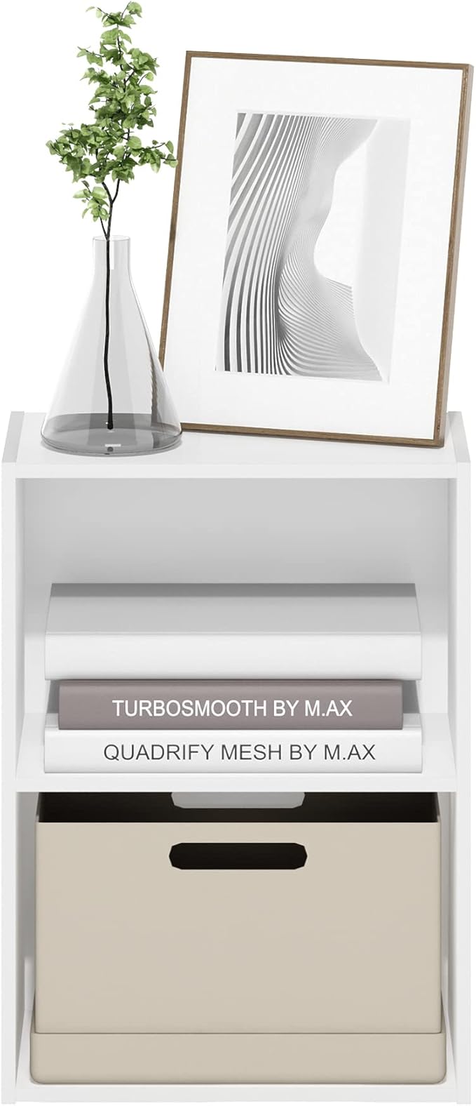Furinno LUDER 2-Tier Book Shelf, Open Shelves Bookshelf, White | 9 x 16 x 21, Closed Back, Modern Bookcase, for Living Room, Bedroom, Home Office