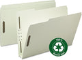 Smead Pressboard Fastener File Folder, 2 Fasteners, 1/3-Cut Tab, 2" Expansion, Legal Size, Gray/Green, 25 per Box (20004)