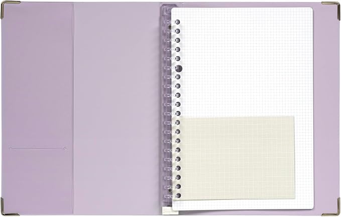 Maruman YOUANCE 20-Ring Binder, Holds 70 Sheets A5 5.83"x8.27", Purple | Durable Vinyl Cover, Storage Pocket, Includes 10 3mm Graph Paper Sheets & Clear Sheet Protector, Made in Japan