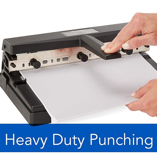 Swingline 3 Punch Heavy Duty, 40 Sheet Capacity Three Hole Puncher 3 Ring, Adjustable 2-4 Hole Paper Punch, Black (74450) (Pack of 2)