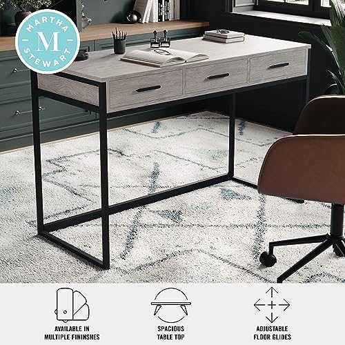 Martha Stewart Ollie 3 Drawer Home Office Desk, Gray