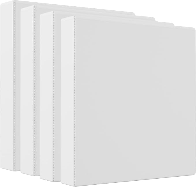 Staples 2" 3-Ring View Binder, White, 4/Pack