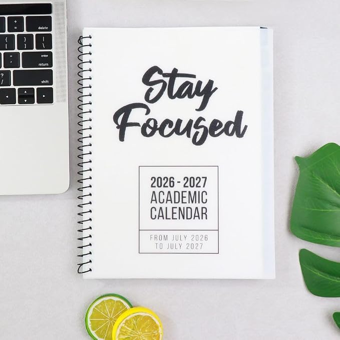 RE-FOCUS THE CREATIVE OFFICE, 2026-2027 Academic Calendar, Monthly and Weekly Views with Time Slots, To-Do List (White)