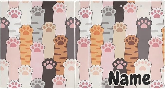 Custom 3 Ring Binder Cat Paw Prints 1.5" Round Ring Binders Personalized Name View Binder with 200 Sheet for Kids School Supplies Women Men Office, 1 Pack