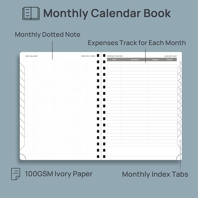 POPRUN Monthly Planner 2027-2028, 6.5"x8.5", 18 Month, Jan 2027-Jun 2028