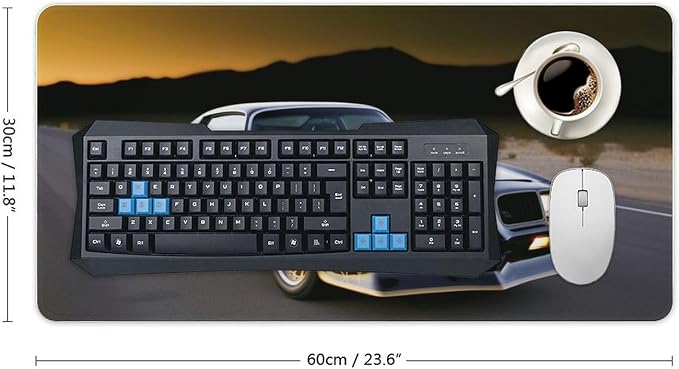 Classic American Muscle Car Mouse Pad Gaming Cool Mousepad Large Computer Desk Pad Mat with Non-Slip Rubber Base Vintage Office Desk Accessories 23.6" X 11.8"