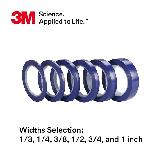 3M Vinyl Tape 471+, 1/8 in x 36 yd, Indigo, 1 Roll | Fine Line Tape for Paint Masking Striping, Color Separation and Complex Designs, High-Temperature