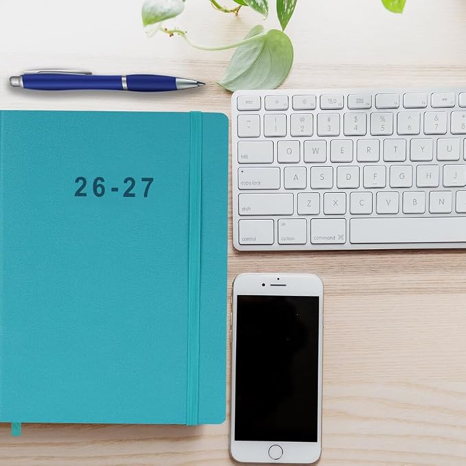 2026-2027 Planner - Weekly and Monthly Planner, Oct 2026 - Dec 2027, Vegan Leather Cover, Elastic Closure, 7"x9.25", Teal