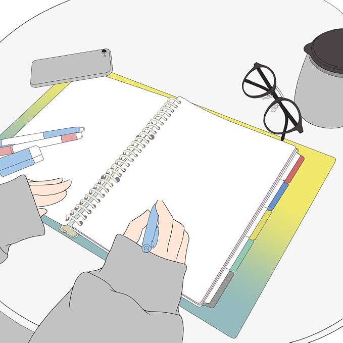 Maruman Session 26-Ring Binder, 5 Tab Dividers, B5, 7.17"x10.12", Clear | Flexible Translucent Cover, Holds Up To 120 Sheets, Erasable Tabs, Storage Pocket, For Loose-Leaf Organization, Made in Japan