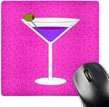 3dRose Janna Salak Designs Food and Drink - Bright Purple Martini in Glass with Olive - Pink Background - Mousepad (mp_57114_1)