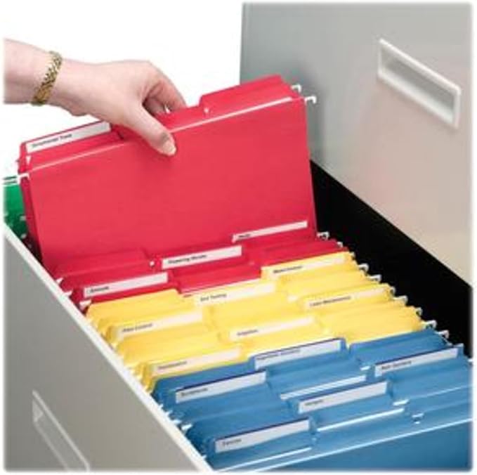 Smead Interior File Folder, 1/3-Cut Tab, Letter Size, Assorted Primary Colors, 100 per Box, Expandable File Folders for Filing Cabinet