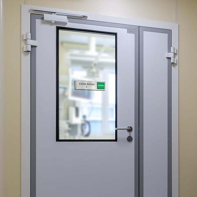 Exam Room Sign, Exam Room Numbers, In Use/Available Slider Door Signs for Therapists, School, Medical Office, Hospital-Easy Installation