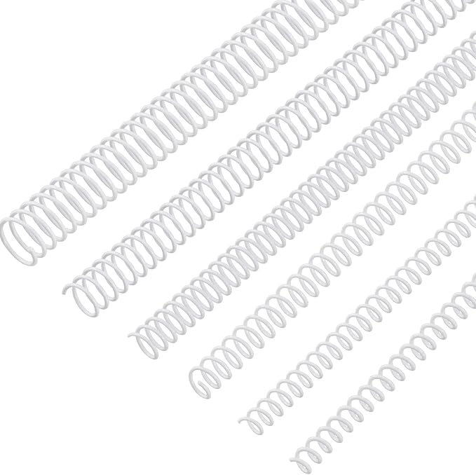 Leinuosen 120 Pack Binder Coils,1/4 5/16 3/8 1/2 5/8 3/4 Inch,White | Plastic Spiral Binding Coils for Documents, Reports, Notebooks, Compatible with Standard Binding Machines, Office Supplies