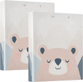 Cute Bear with Mountains Binder 1.5 Inch Binder with Clipboard&Pockets, Hardcover Binders 3 Ring, Heavy Duty Large File Folder for Office School Supplies - Holds 200 Sheets-2 Pack