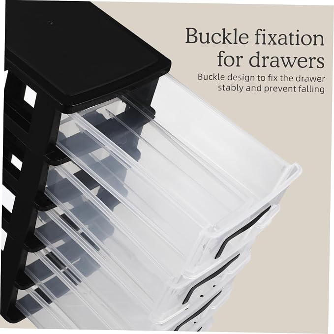 5-Tier Plastic Drawer Storage Cabinet Portable Organizer for Office Desk Study Room Desktop Supplies 12.40X8.66X5.98 Inches