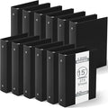 Henoyso 12 Pcs Plastic Mini 3 Ring Binders 1.5'' Binder, Fits 5.5" x 8.5" Paper Holds(capacity 280 Sheets), Flexible Three Round Rings Small Black Binders Bulk for School, Office Use, Photo Album Page
