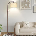 Nintiue Upgraded Modern Arc Dimmable Tall Standing Floor Lamp with Linen Shade, 1200 Lumens LED Bulb Included, for Living & Reading Room, Bedroom, Office & Nursery, Brown