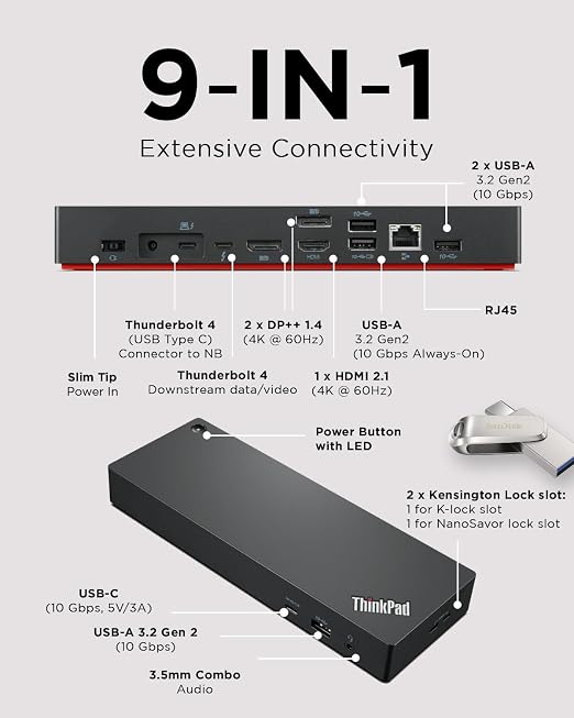 Lenovo ThinkPad Universal Thunderbolt 4 Dock | 4 Displays | 100W Charge