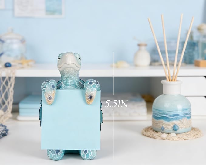 Sea Turtle Pop-Up Sticky Note Dispenser for 3 x 3 in Notes, Blue | Includes 100 sheets, handmade resin desk decor for office, home or classroom; gift for teachers, coworkers and turtle lovers