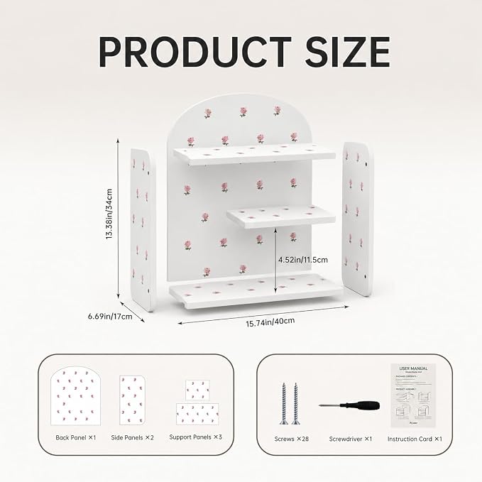 Cute Desk Organizer, Back To School Accessories White Desktop Shelf for Kid | 3-Tier Wooden Desktop Shelf, Desk Organizers for Study Room Bedroom Living Room, Cute Bohemian GIfts for Girls