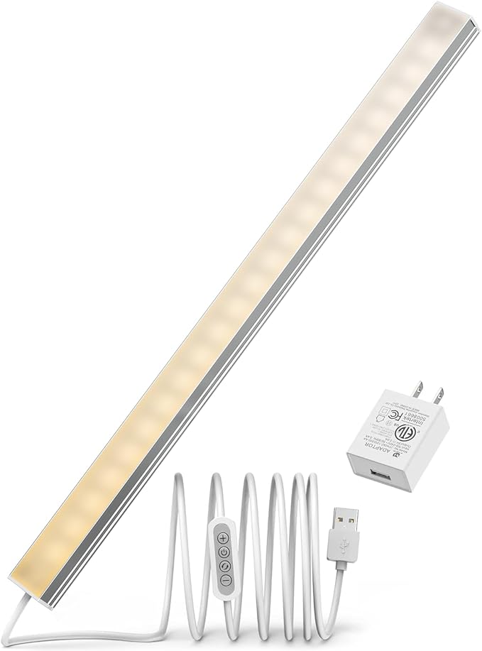 ASOKO 14.5" Under Cabinet Lighting Dimmable 3 Colors | ASOKO 14.5" Under Cabinet LED Grow Light, 3 Colors Dimmable Plug in Counter Strip for Kitchen Desk