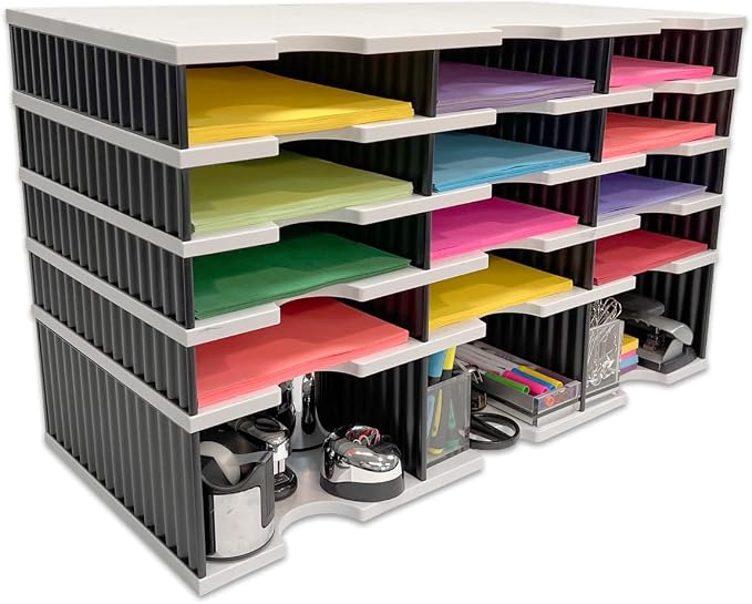 Ultimate Office TierDrop Desktop Organizer 12 Compartment Sorter Plus Riser | Riser base gives easy access to lower slots and stores desk accessories; modular no-tool design, expands with add-on tiers