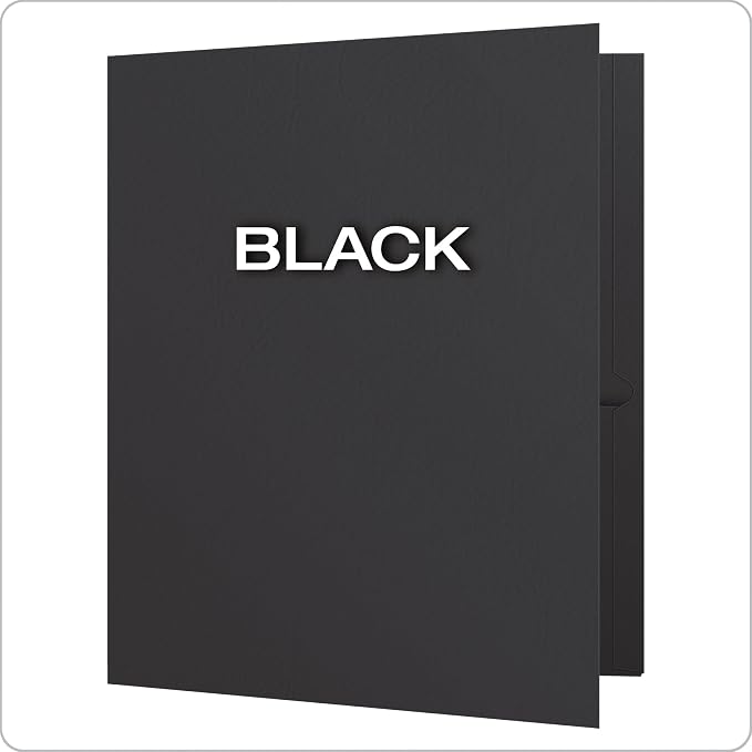 Oxford Twin-Pocket Folders, Textured Paper, Letter Size, Black, Holds 100 Sheets, Box of 25 (57506EE), 8-1/2 x 11