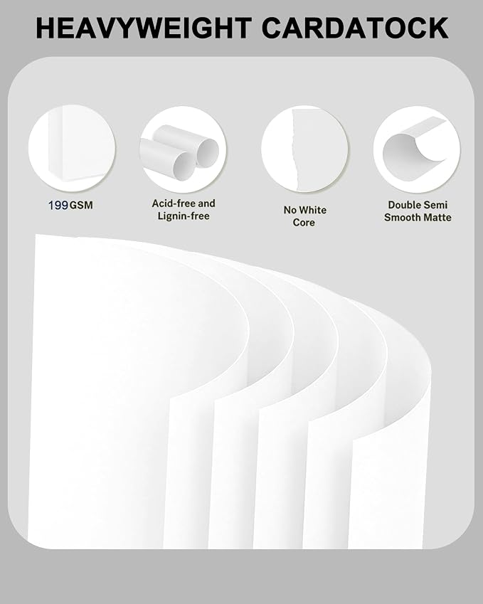 Veritas White Cardstock 8.5 x 11, 110 LB Index/199GSM Heavyweight Card Stock Paper, 300 Sheets, Premium Smooth Thick Paper for Inkjet & Laser Printing, Invitations, Cards, Art Projects & Crafts