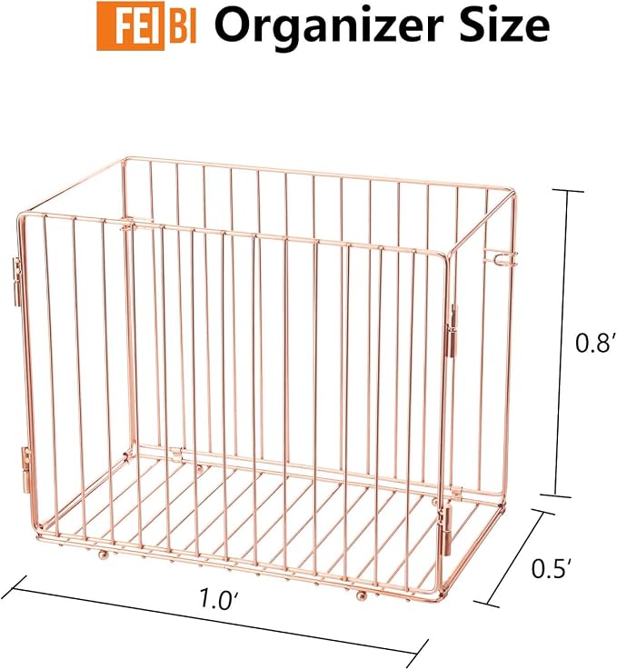Foldable Rose Gold Hanging File Folder Organizer for Letter Size Files