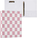 ALAZA 3 Ring Binder Pink White Checkered Clipboard Round Ring Binder Holds 1.5 Inch Three Binders Heavy Duty Binders for Office Supplies, 1Pack