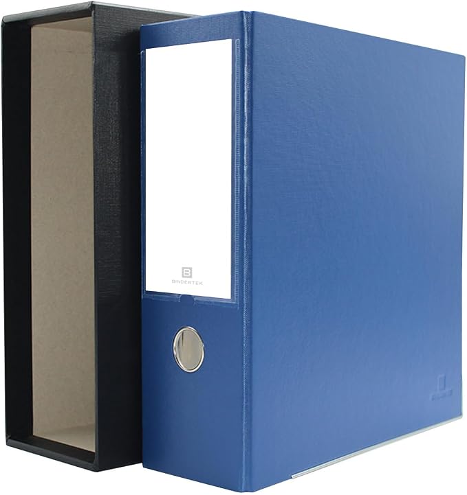 3-Ring Premium Binder & Slip Case - Navy, by Bindertek | 4" Spine Width, 675 Sheet Capacity, 3" D-Rings, Linen-Textured Covers, Steel Reinforced Edges