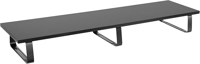Mount-It! 39" Extra Long Dual Monitor Stand Riser – Ergonomic Desk Organizer for 2 Monitors, Laptop, TV, or Printer – Heavy-Duty Steel & Wood Desktop Shelf with Storage – Supports 44 Lbs – Black