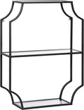 Kate and Laurel Ciel Glam Geometric Rectangular Wall Shelf; 18 x 24; Black; Decorative Shelves for Use as Over-the Toilet Storage or Bedroom Display Shelving