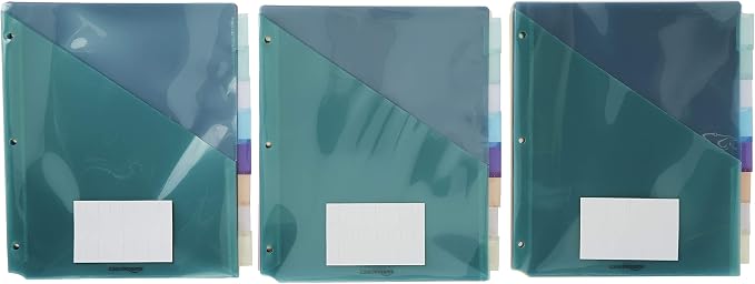 Amazon Basics Tab Dividers for 3 Ring Binder, Two Pocket, Letter Size, 36 Count, Multicolor