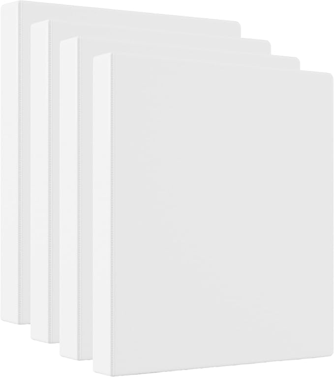 Staples 1" 3-Ring View Binder, White, 4/Pack