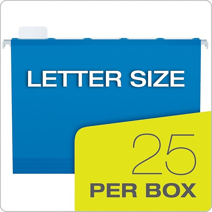 Pendaflex Ready-Tab Reinforced Hanging Folders, Letter Size, Blue, 5 Tab, 25/BX (42622)