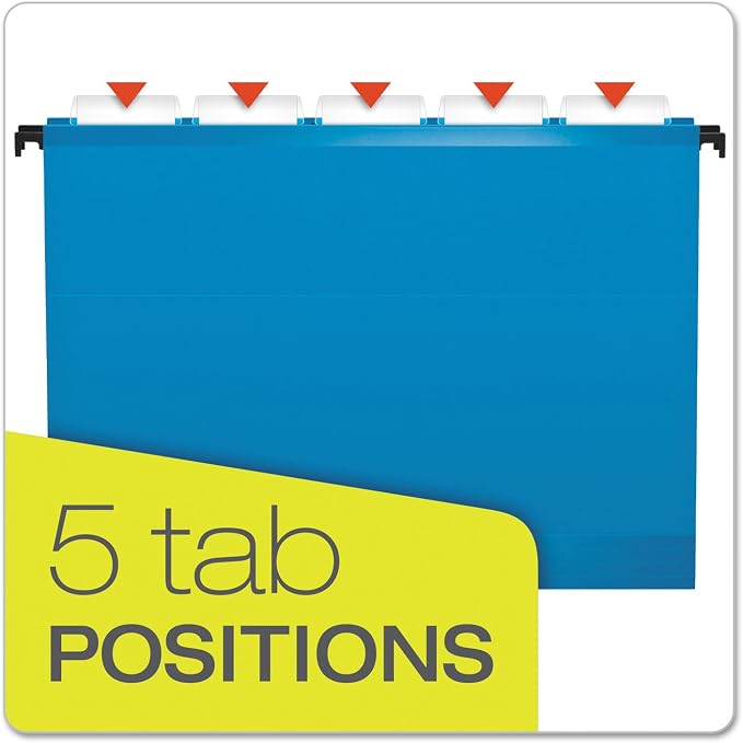 Pendaflex SureHook Reinforced Hanging Folders, Letter Size - Sheets, Blue, 20 per Box (6152 1/5 BLU), 13 x 2.81 x 9.56 inches