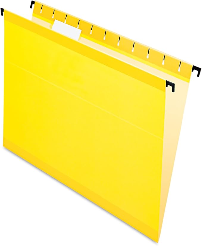Pendaflex SureHook Reinforced Hanging Folders, Letter Size, Yellow, 1/5 Cut, 20/BX (6152 1/5 YEL)