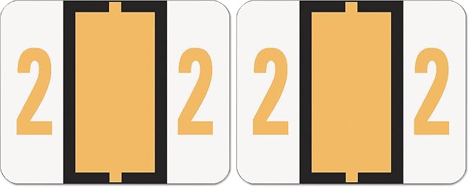 Smead BCCRN Bar-Style Color-Coded Numeric Label, 2, Label Roll, Light Orange, 500 Labels per Roll (67372) (Pack of 2)