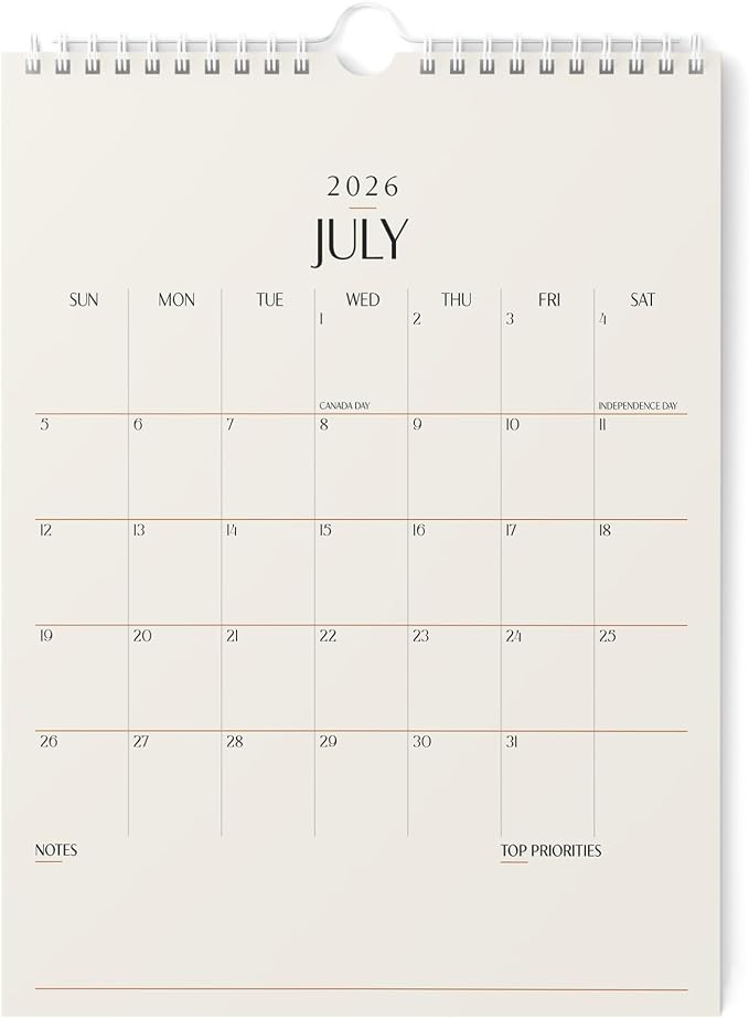 Karto Wall Calendar 2026-2027 8.5x11 in - Beige | July 2026 to December 2027, Vertical, Boosts Productivity, Easy Monthly Planning