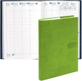 Quo Vadis 2026 Minister - Weekly/Monthly Planner - 12 Months, Jan. to Dec. - 6 1/4 x 9 3/8" - Smooth Faux Suede Texas Bamboo Green Cover- Time Management Appointment Organizer