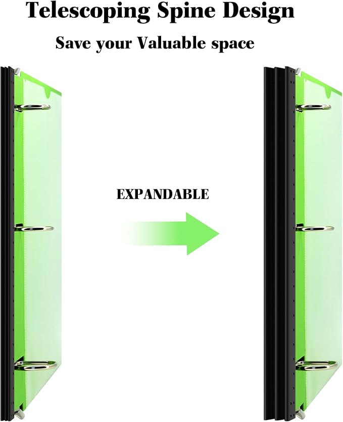 INFUN 1 Inch Telescoping 3 Ring Binder,6 Pack–Flexible Binder with Customizable Front Cover and Clear Catalog Pocket, Assorted Colors–Perfect for School, Office & Home