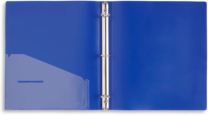 Blue Summit Supplies 6 Plastic 3 Ring Binders, 1 Inch, Assorted Colors | fits letter paper, 1 in round rings, flexible poly cover, inside pocket, for school, office, and home