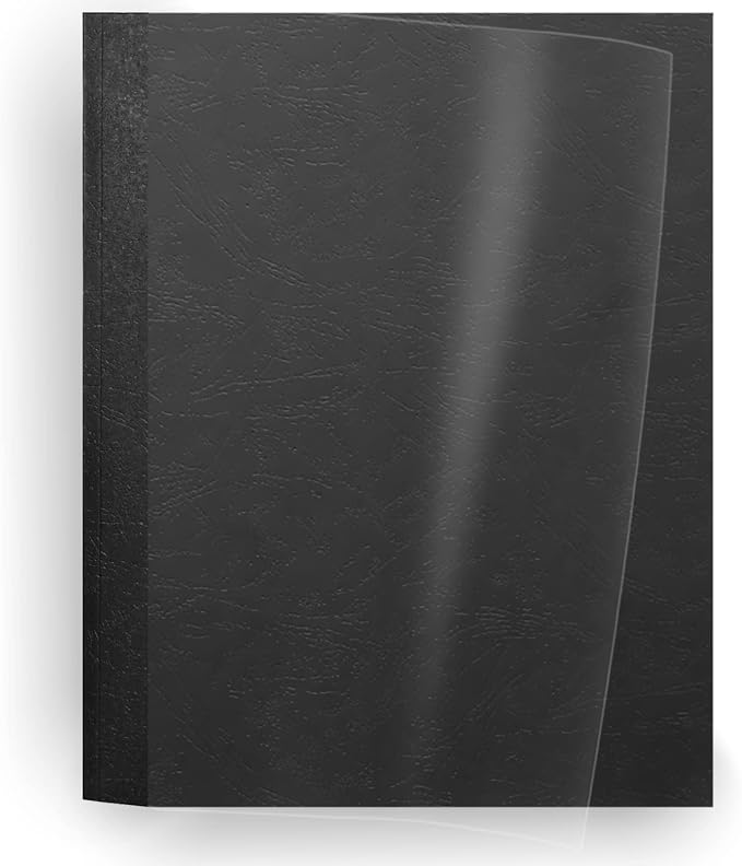 Binditek Thermal Binding Presentation Covers, 1/8 Inch Spine,Black,20 Pack | Thermal Binding Covers, 30 Sheets Capacity, Ultra Clear Front, Black Paper Back Cover, Letter Size, for Students & Coworkers