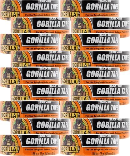 Gorilla Duct Tape, Black Tape, 1.88" x 35 yd (Bulk Pack of 18) - Heavy Duty and Weather Resistant for Indoor or Outdoor